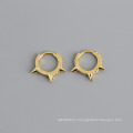 Punk Style Unisex S925 Sterling Silver Gold Color Strike Hoop Earrings